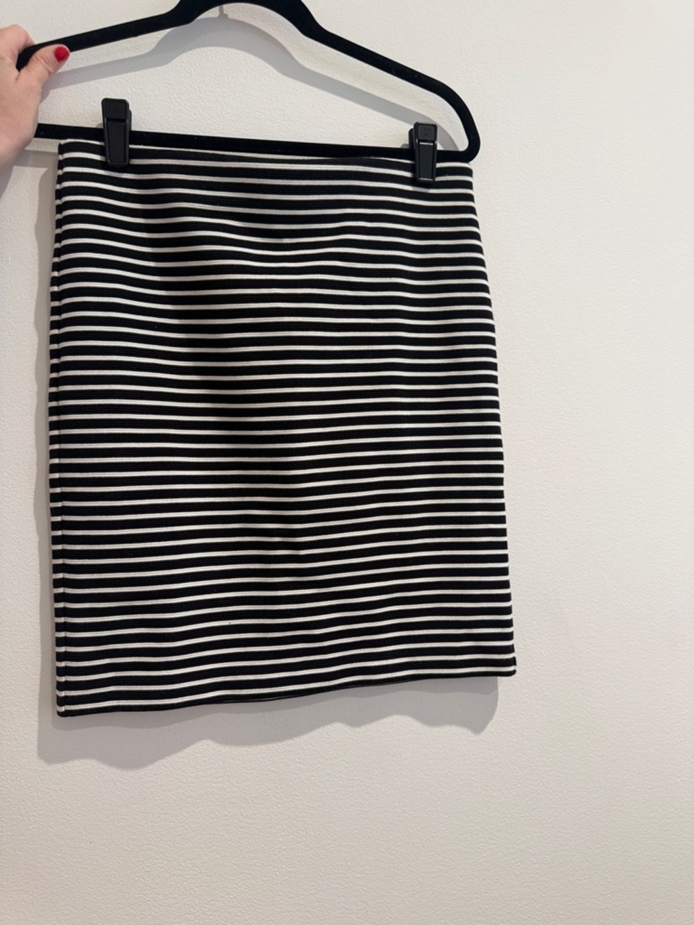 LOFT Black and White Striped Pencil Skirt